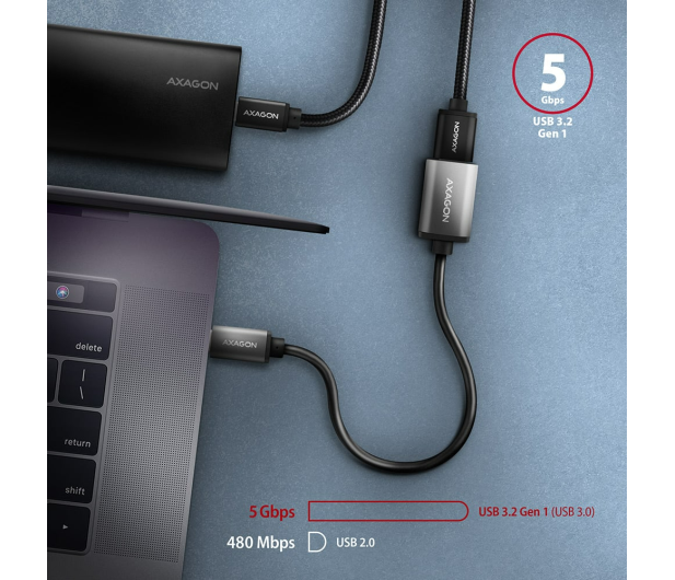 Axagon RUCM-AFAC, redukcja kabla USB-C (M) - USB-A (F), 20cm - 1353484 - zdjęcie 3